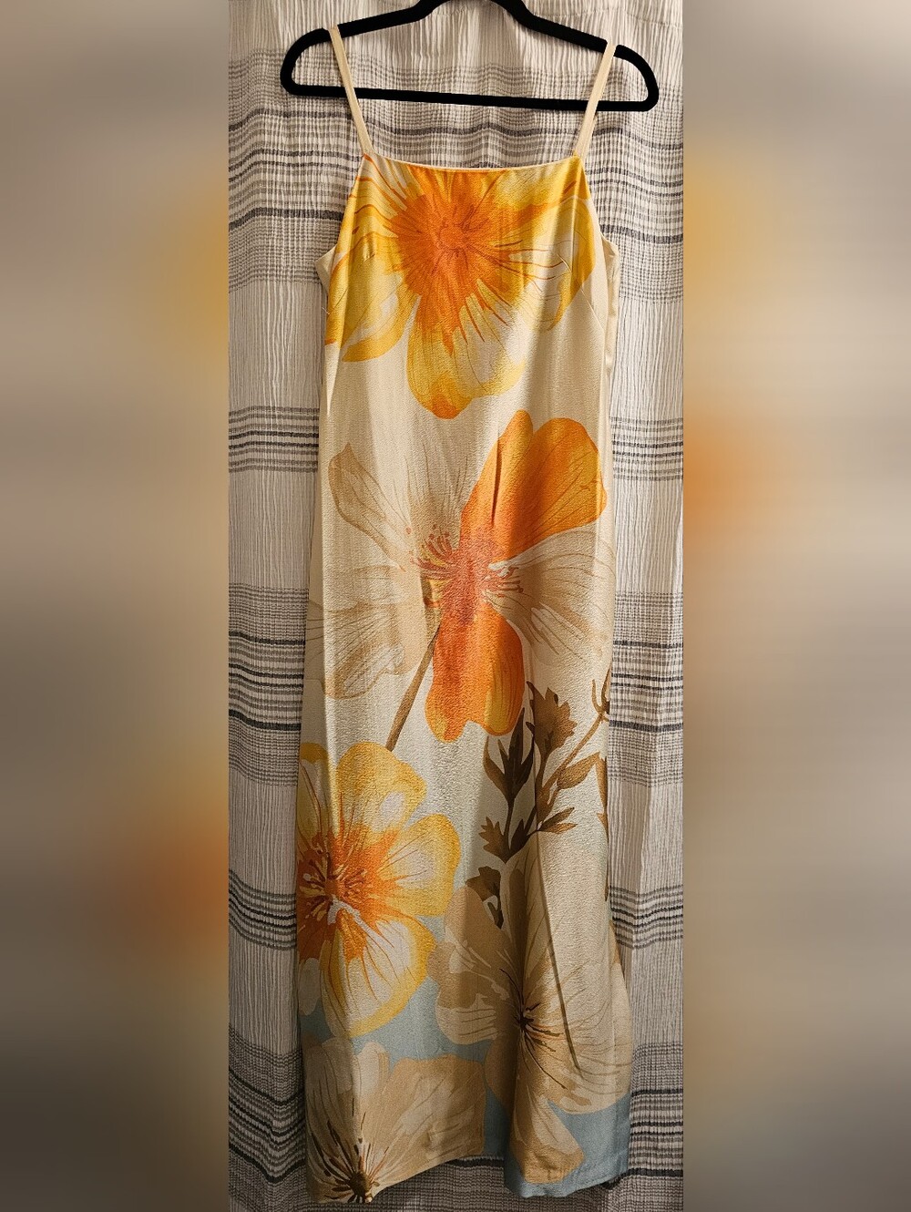 Taylor - Cream Maxi Slip Dress with Orange and Yellow Floral Print